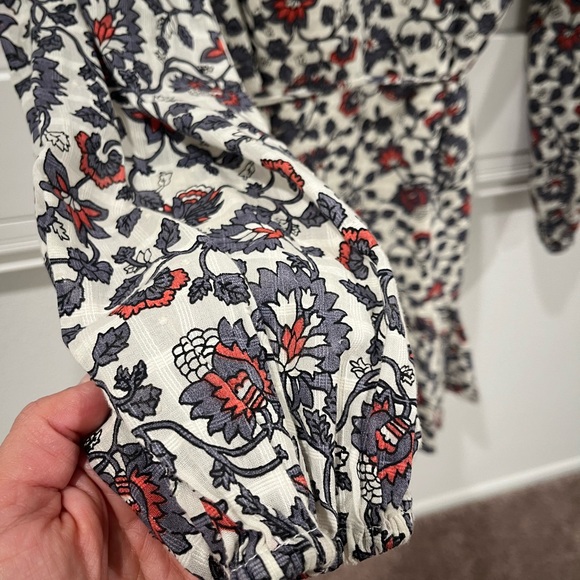 NWT ZARA Blue and white floral long sleeve mini dress - Picture 9 of 13